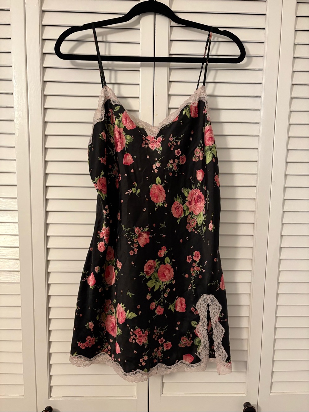 Victoria's Secret Black Floral Slip with Lace